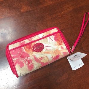 Coach Coral and Pink Wristlet Brand New With Tags!